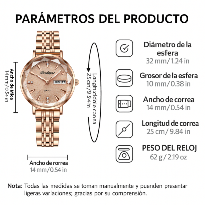 Reloj Poedagar Welady® OroRosa | Elegancia y Glamour Sin Pagar Una Fortuna