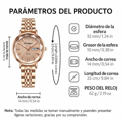 Reloj Poedagar Welady® OroRosa | Elegancia y Glamour Sin Pagar Una Fortuna