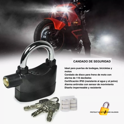 Candado de Disco con Alarma® | Seguridad Inteligente para tu Moto