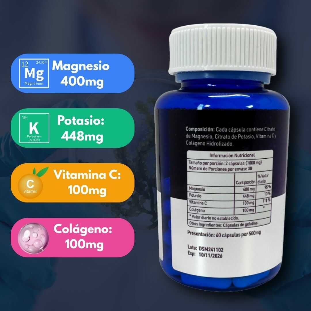 4Vital Energy® | Citrato Magnesio, Vitamina C, Potasio y Colágeno
