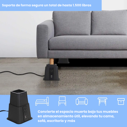 PowerBase® | Elevador de Cama con Tomacorriente USB