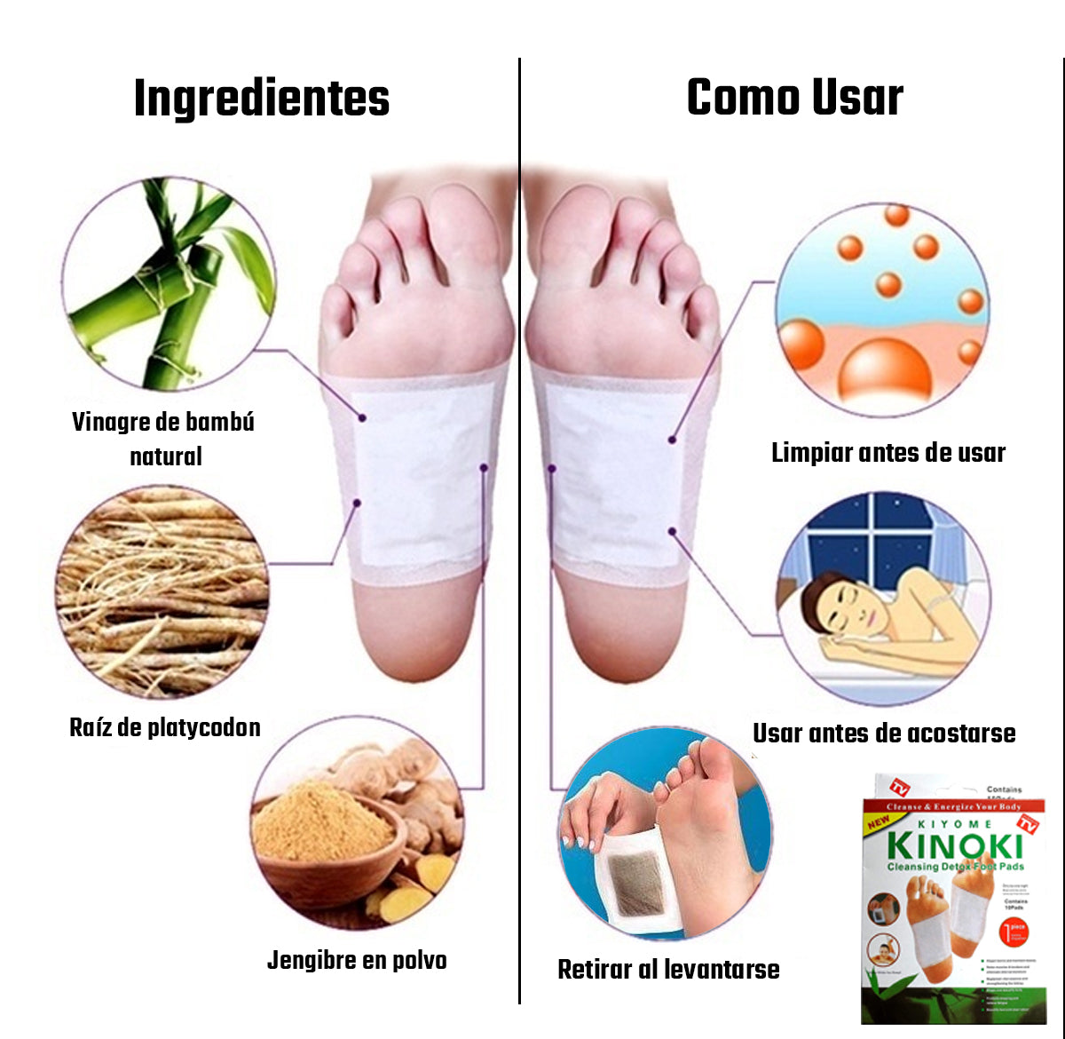 Parches Detox Kinoki Para Pies x 30 Unidades | Mejora la Calidad del Sueño
